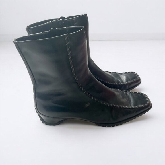 Ecco Black Ankle Boots with Square Toe and Side Zipper Sz 38 - Picture 4 of 10